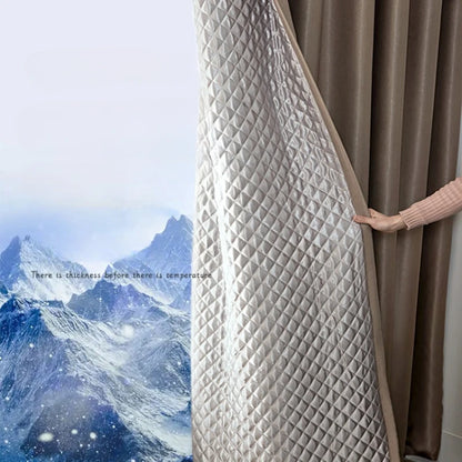 Windproof Winter Curtains - Thick Cotton Thermal Drapes for French Windows | Sound Insulation & Energy Saving