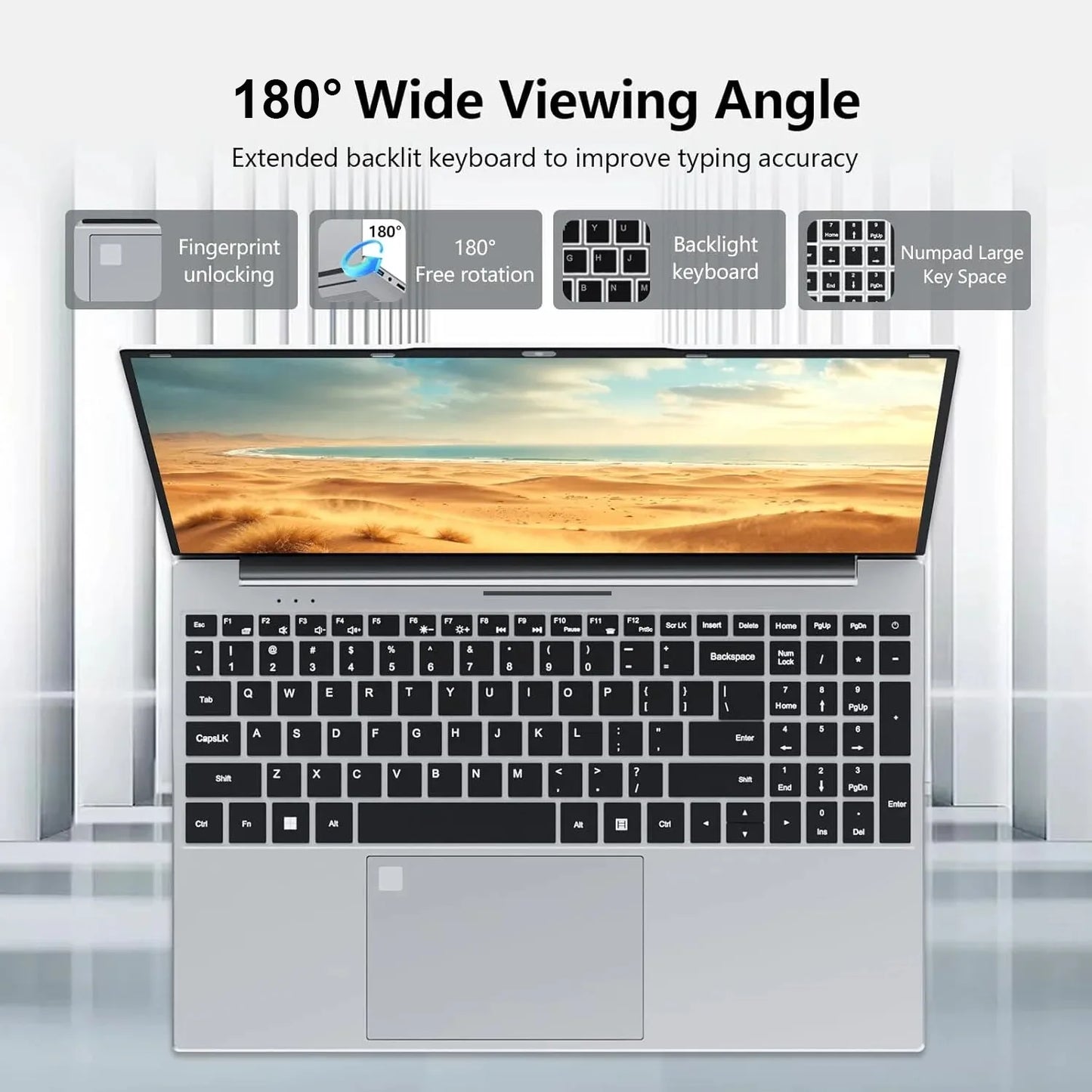 18.5' Laptop Intel Core I5 16GB 2TB 10000mAh Backlit Keyboard Fingerprint Unlock Windows 11 Gamer Office Notebook 1920x1080 PC