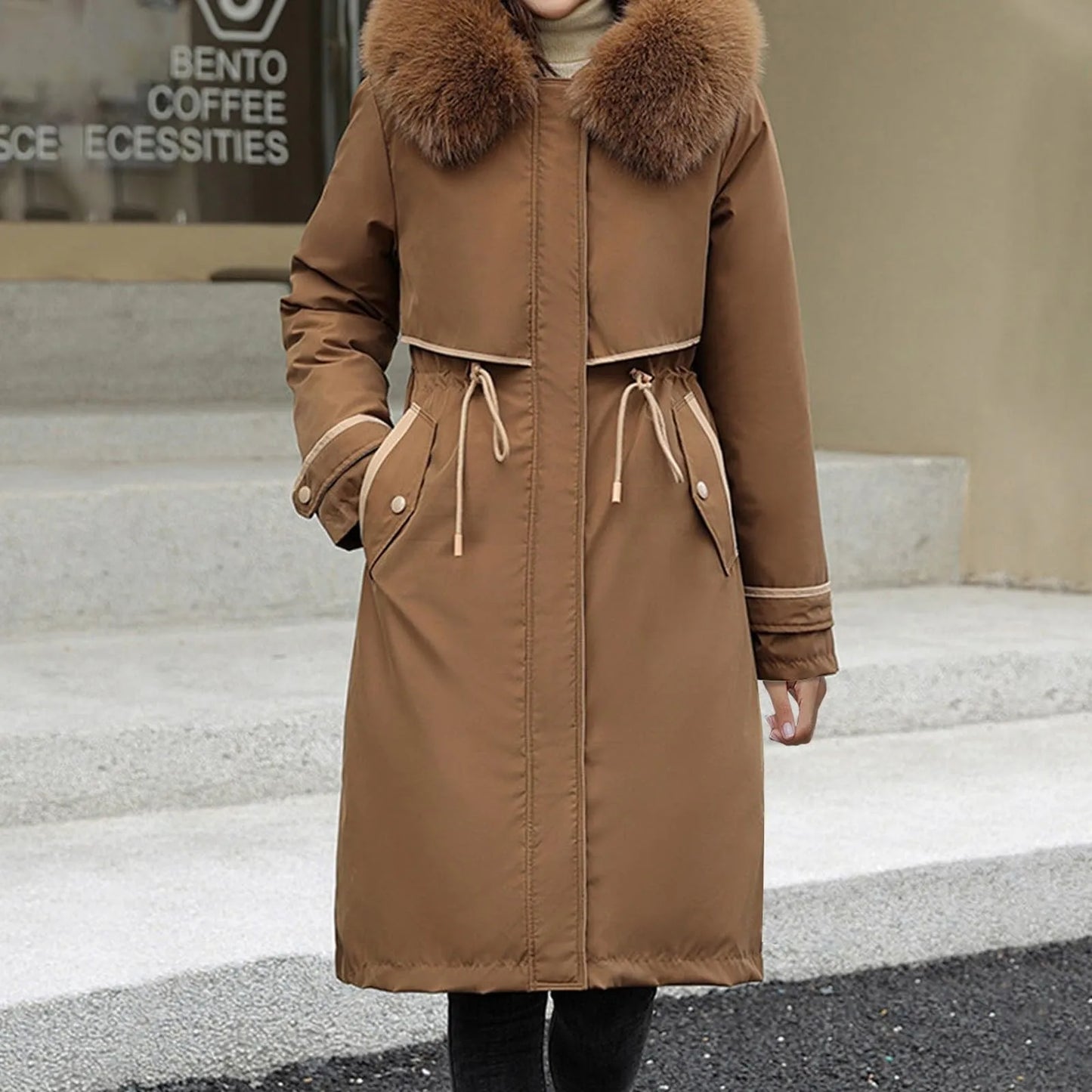 Korean Style Cotton Jacket – Women Winter Coat | Mid Length Zipper Closure Jacket