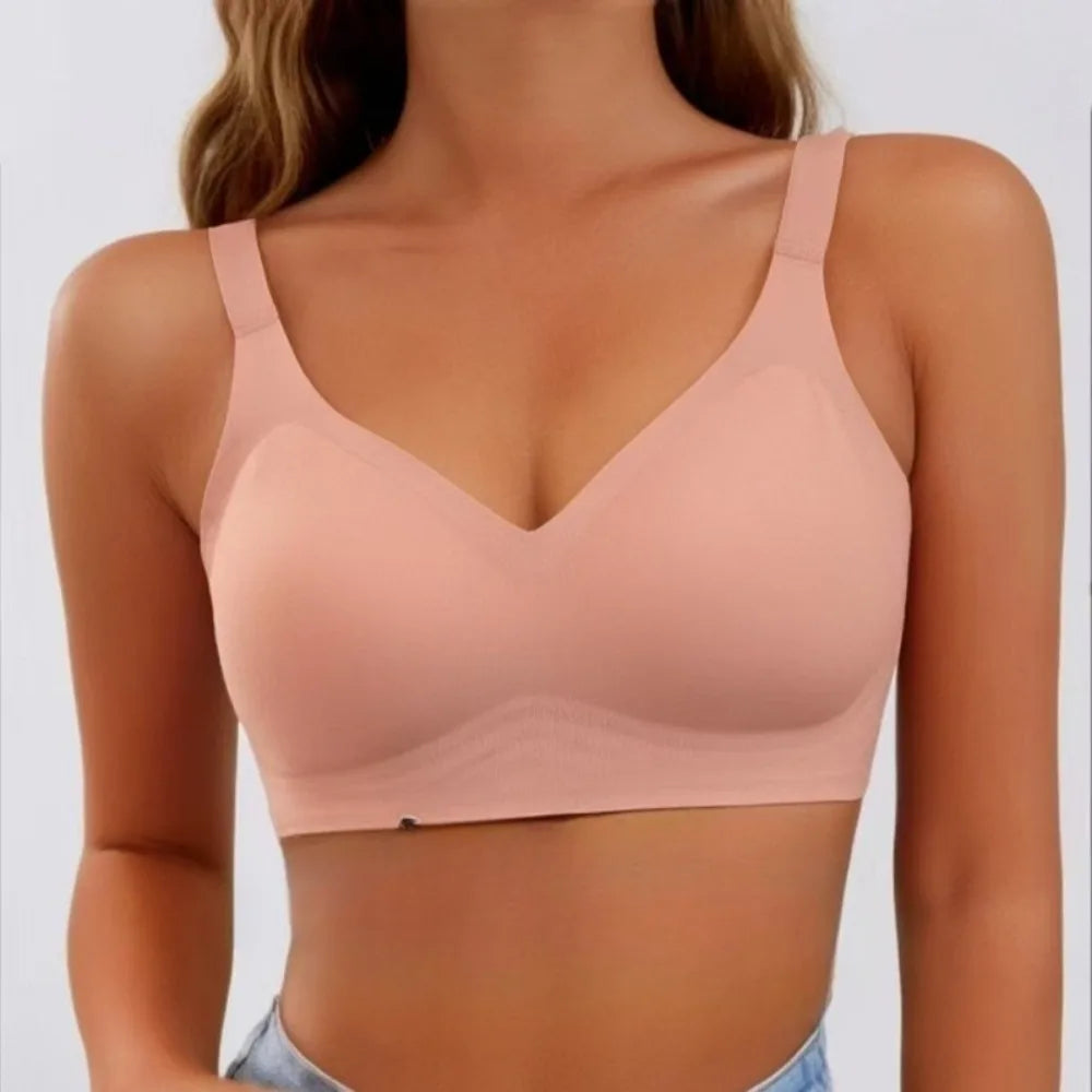 Women's Seamless Underwire Support Bra Gathers Comfortable and Soft Underwire Full Coverage T-shirt