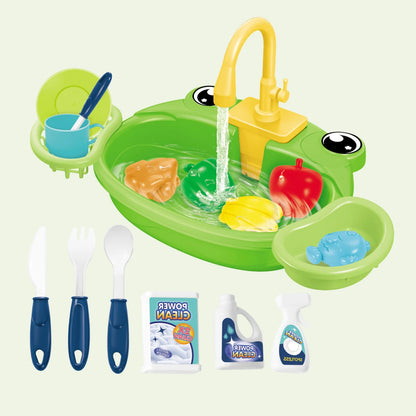 Dishwasher Kitchen Sink Toys, Toddler Kitchen Sink Toy Electric Playing Automatic Water Cycle System Toy Gifts for Kids ﻿