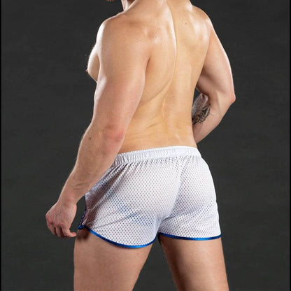 2025 new muscular fitness men's beach pants sports fitness casual quick dry hole breathable thin three-quarter pants men's sport