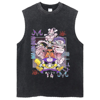 Fashion Dragon Ball Z Harajuku T-Shirts Retro Streetwear Washed Anime Man Tank Tops Tees Retro Manga Oversize Sleeveless Vest