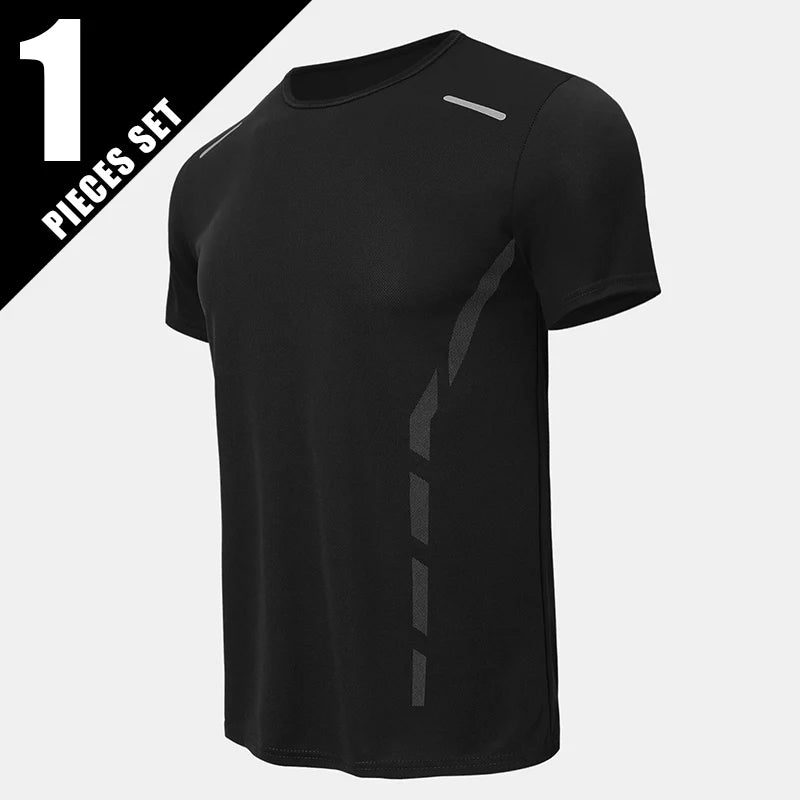 Men's Quick-Dry Sports Shirt – Multicolor Summer Running Badminton Tee with Reflective Strip