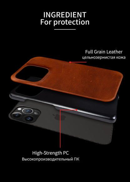 ZWW Crazy House Genuine Leather Cover Case For Iphone 15 Pro Max Case For Iphone 14pro 12 11 XR XS 13 8 Aesthetic Vintage Retro