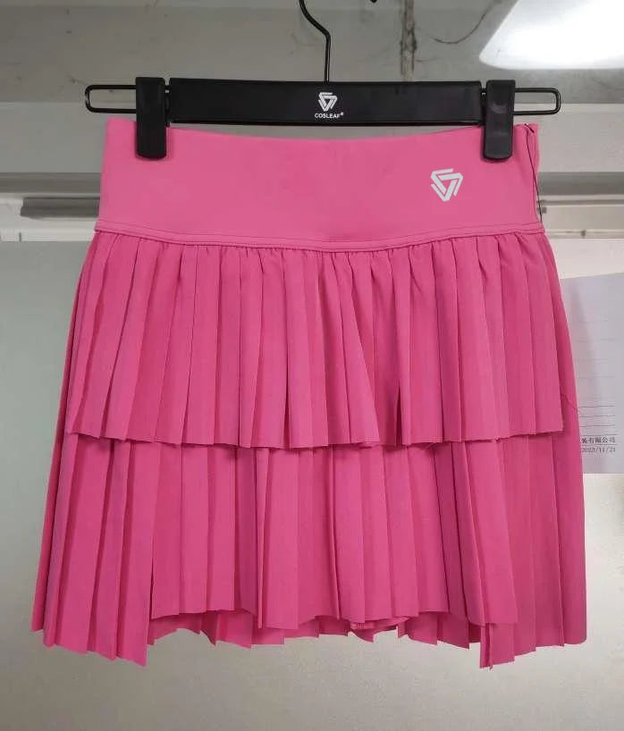 Women Sports Mini Pleated Skirt Golf Tennis Skirts High Waist Double Layer Gym Fitness Running Yoga Athletic Workout Skort