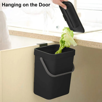 Hanging Small Trash Can with Lid - Under Sink Kitchen  Bathroom Waste Bin