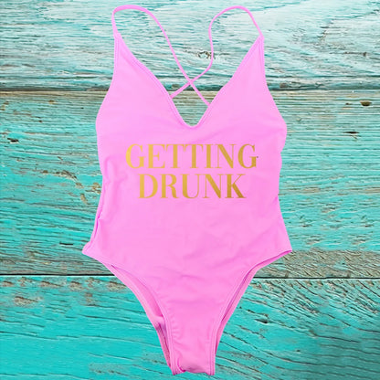 GETTING MARRIED Padded Bride  One Piece Swimsuit GETTING DRUNK Women Swimwear Bathing Suit Swimming Suit Summer SQUAD Beachwear