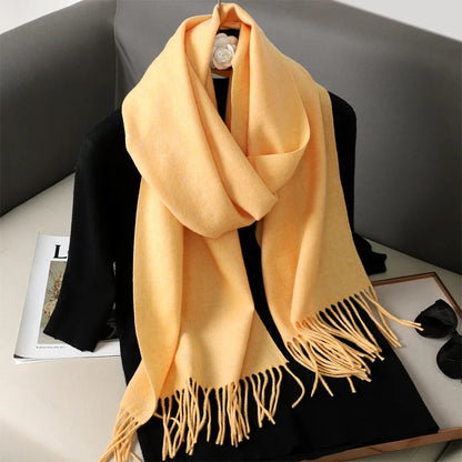 62-Color Cashmere Winter Scarf - Warm Thicken Pashmina Shawl with Tassels