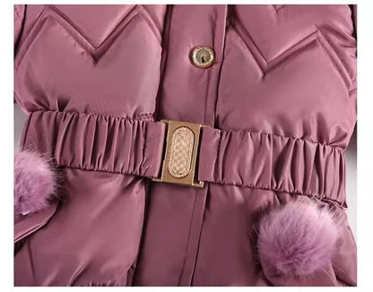 Winter Girls Jacket - Heavyweight Kids Coat With Detachable Hood & Plush Collar