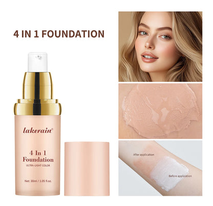 Color Changing Foundation 4 In 1 Moisturizer Longwearing Waterproof Concealer Even Skin Toning Sunscreen Spf 30 Whitening Makeup