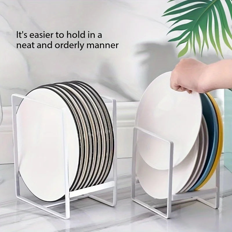 Metal Dish Rack - Space Saving Tiered Shelf Organizer with Pull Out Utensil Holder