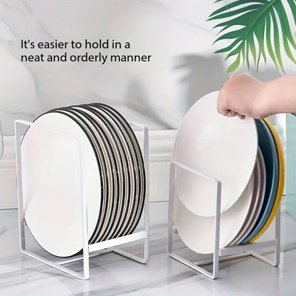 Metal Dish Rack - Space Saving Tiered Shelf Organizer with Pull Out Utensil Holder