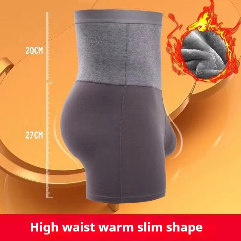 High Waist Belly Closure Men's Underwear Fleece Briefs Warm Pants Elderly Large Size Shorts Cotton Heating Boxers Male Winter
