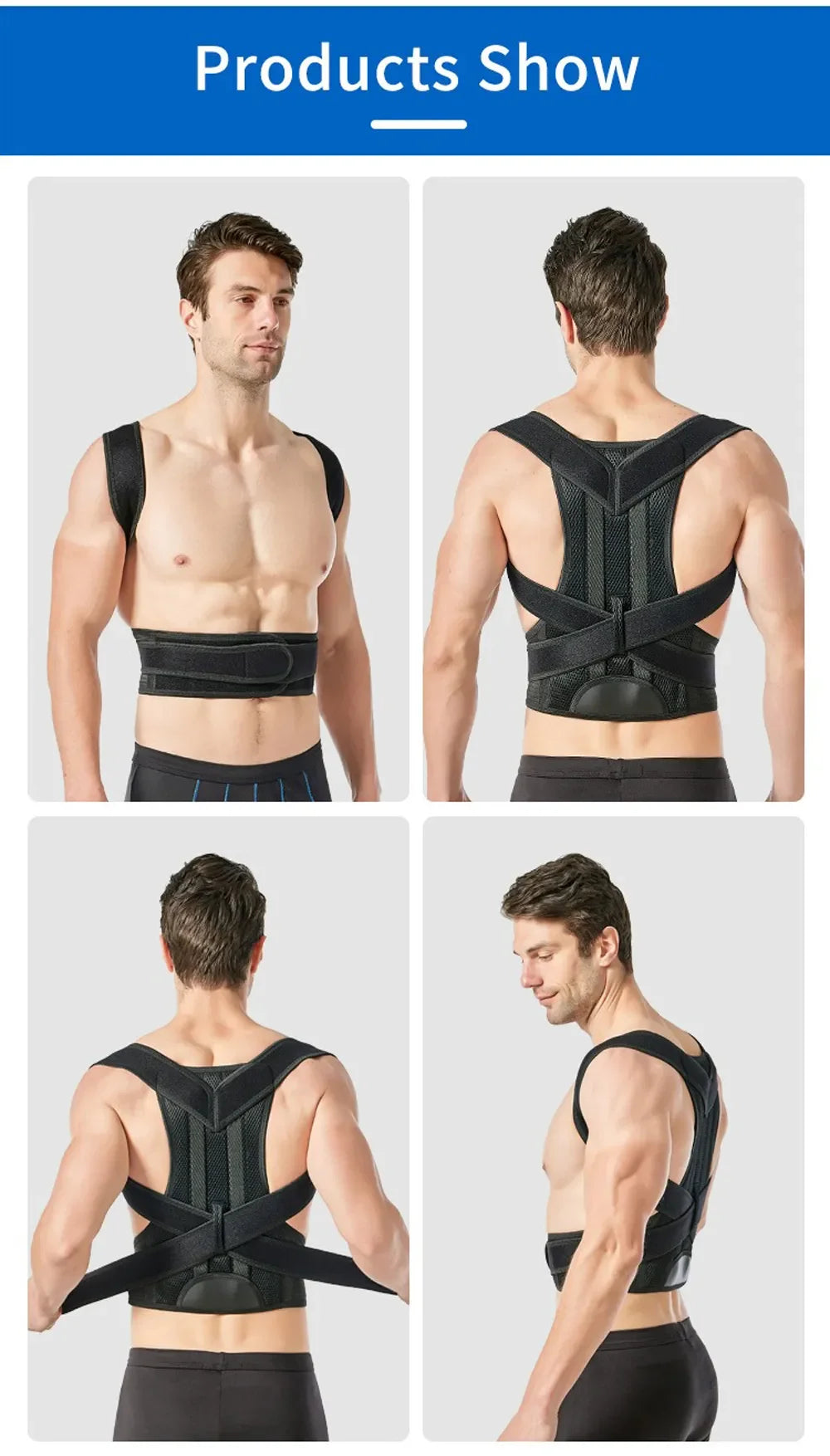 3XL 4XL Magnetic Slouching Corrective Shoulder Orthopedic Spine Pain Relief Back Brace Support Scoliosis Posture Corrector Belt