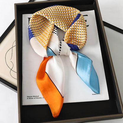 Luxury Silk Square Scarf - 70cm Satin Neck Tie  Hair Bandana for Women