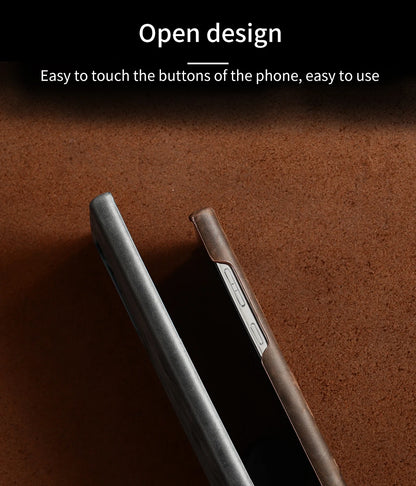 Leather Phone Case – LANGSIDI Genuine Pull-Up Retro Cover for Samsung Galaxy S25 Ultra