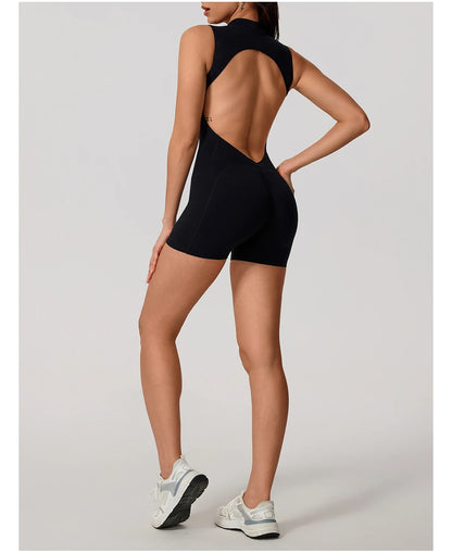New Summer Women's Sleeveless Back Hollow Jumpsuit Female Sports Suit Fitness Yoga Clothing Peach Hipo Gym Overalls 1 Pcs