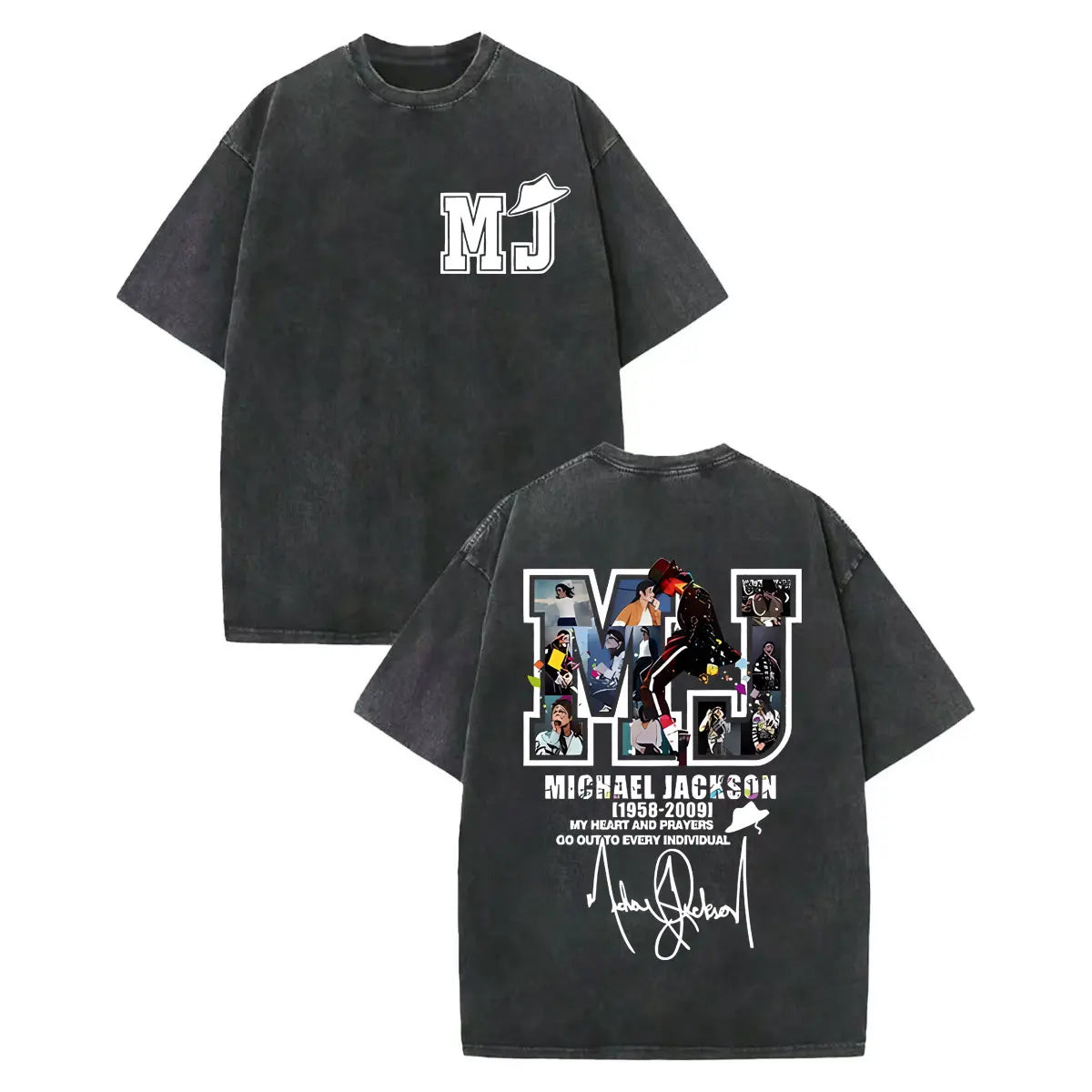 Vintage Washed Michael Jackson Album Poster Graphic T Shirt Men Women Clothing Rock Fashion T-shirt Summer Casual Loose T-shirts
