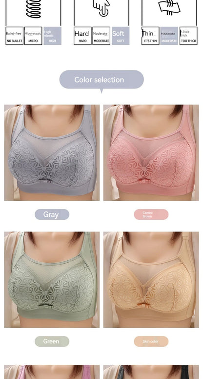 2PCS New High-end U-shaped Back With No Steel Ring Gathered And Adjusted Bra Thin Cup Breathable  Breasted Underwear Mom's Bra