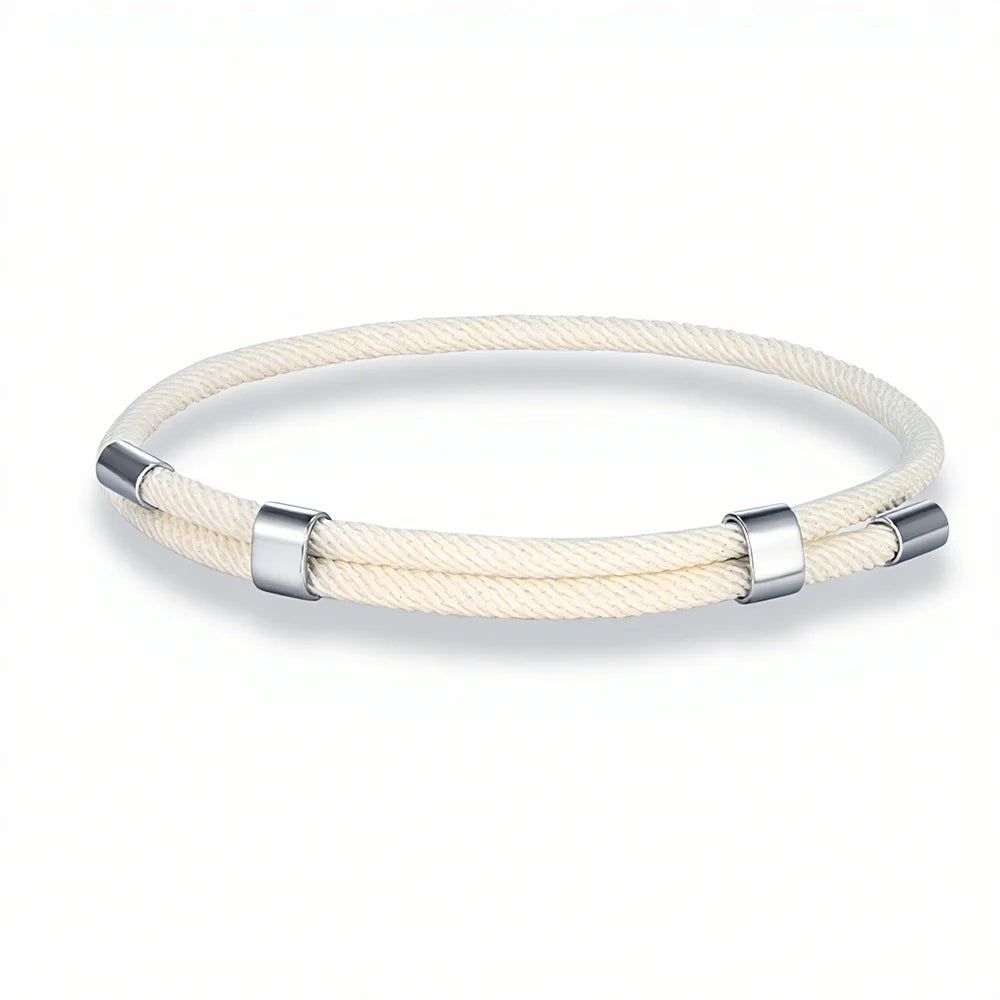 MKENDN Simple Style Men Women Bracelet 3mm Durable Marine Rope With Polished Steel Closure Jewelry Summer Beach Gifts