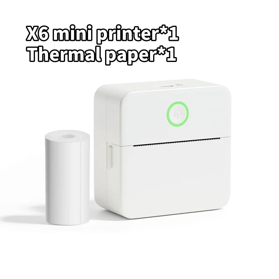 X6 Mini Printer Sticker Paper Error Printing Machine HD Photo Printer Label Maker for Journal Notes Memo Kids Toys Birthday Gift