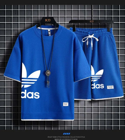 Summer 2026 New Men's pullover sportswear Set, fashionable basketball men's casual short-sleeved T-shirt + shorts two-piece set