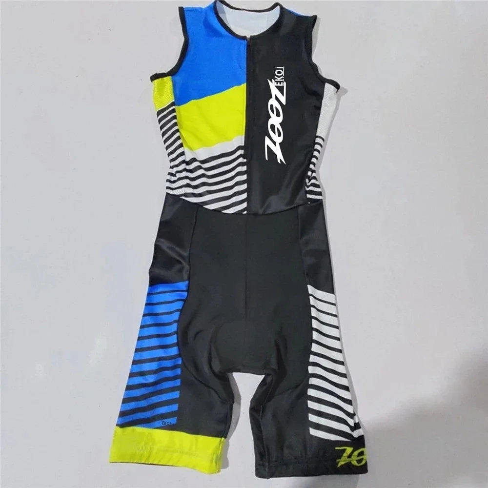 Men Cycling Jersey – Sleeveless Triathlon Cycling Wear with Breathable Shock Proof Pad