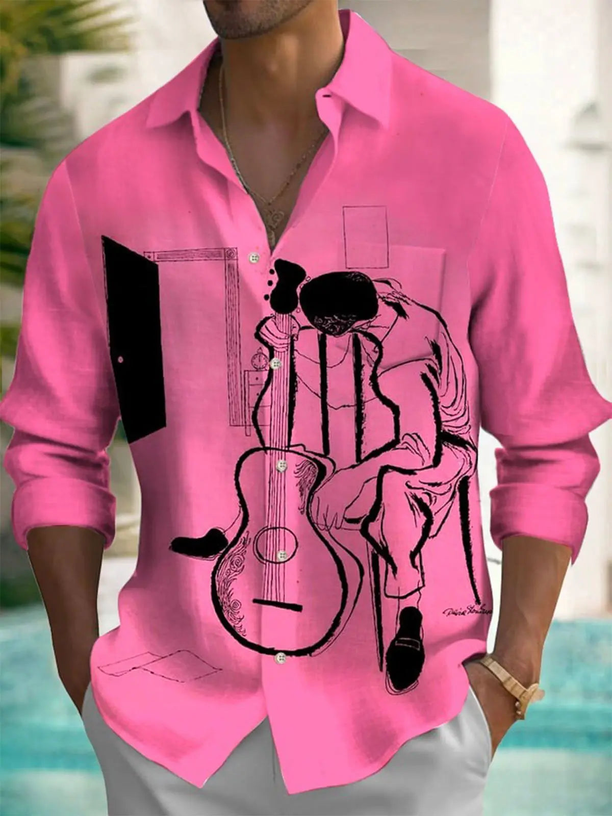 Men's shirts, button down shirts, casual shirts, spring and summer, printed long sleeves, daily, fashionable, comfortable