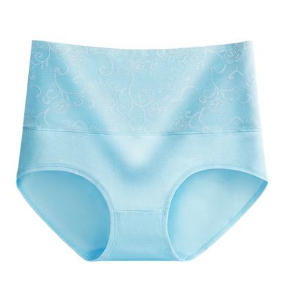 Plus Size Women's Cotton Underwear High Waisted Tummy Control Panties Full Coverage Briefs Jacquard Ladies Panty 3 Pack