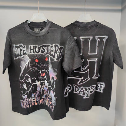 26SS Y2K High Quality American Retro Trendy Fashion Tops LIFE HUSTLERS 100% cotton large size loose Men's Women's T-Shirt