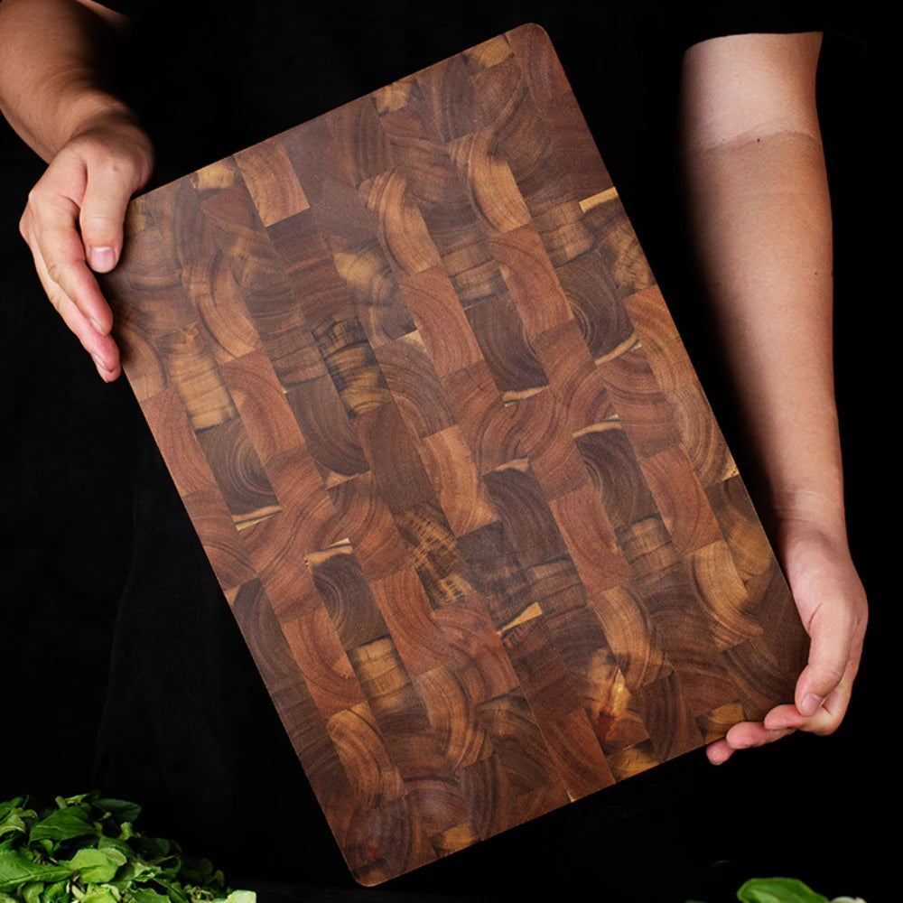 Premium Acacia Cutting Board – Double Sided Wooden Kitchen Chopping Block, Damp Proof & Water Draining