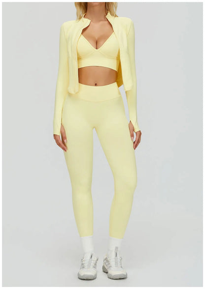 2/3PCS Seamless Yoga Set Gym Workout Suits Athletic Wear Women Legging Fitness Bra Crop Top Long Sleeve Sports Suits Sportswear