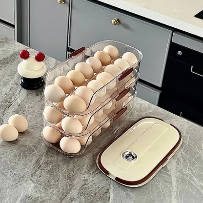 Egg Storage Box - Automatic Rolling Egg Holder Rack for Refrigerator