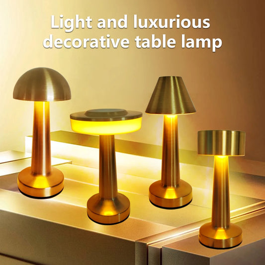 Vintage Gold LED Table Lamp - Touch Light with 3 Color Adjustable for Restaurant Bar Coffee Shop Bedroom - ZOOMNSTORE