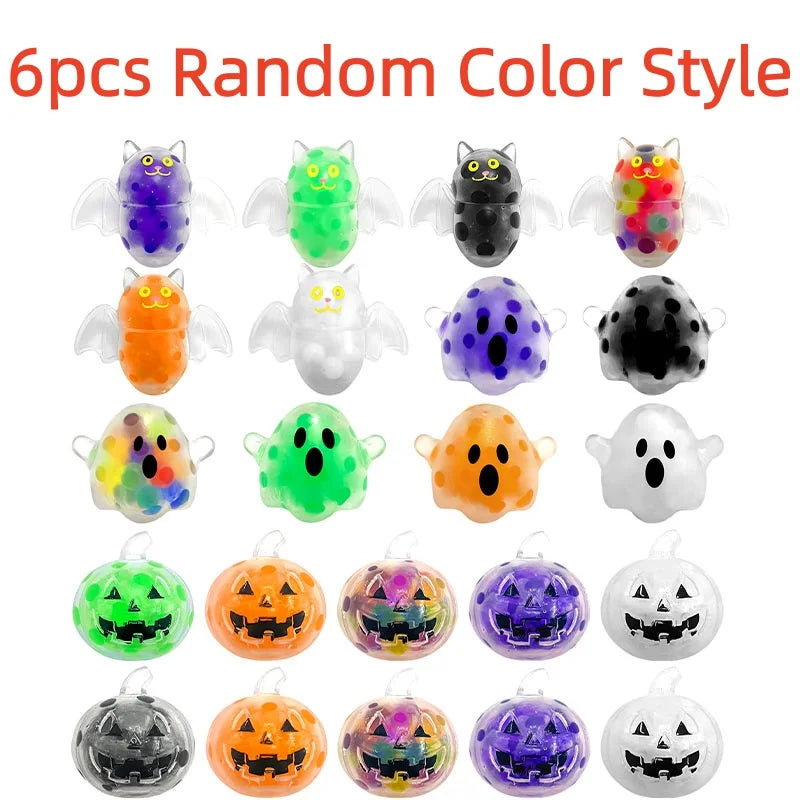 Novelty TPR Halloween Bead Ball Pinch Music Ghost Bat Pumpkin Squeeze Release Creative Stress Relief Toy Festival Party Gifts