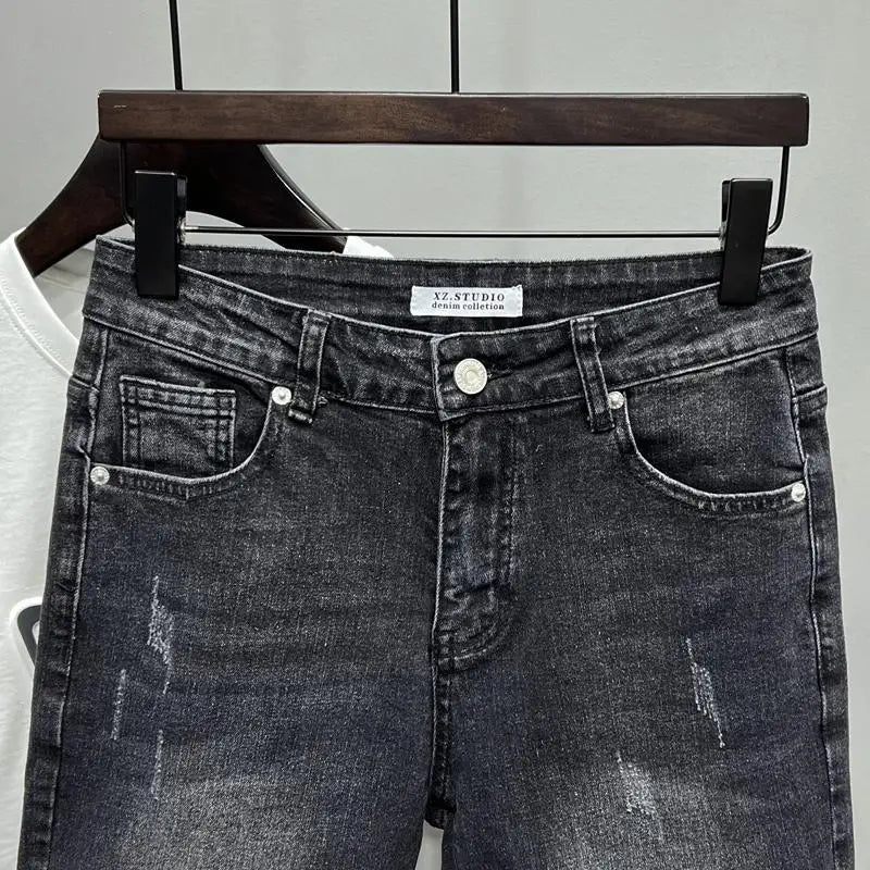 Men's Denim Shorts - Casual Summer Knee Length Black Boyfriend Five Pocket Soft Fabric