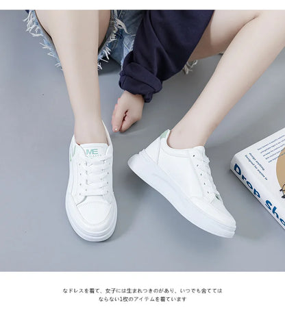 Outdoor Women Walking Shoes Skateboarding Shoes Women Sneakers PU Leather Lace-Up Breathable Jogging Casual Sneakers De Mujer