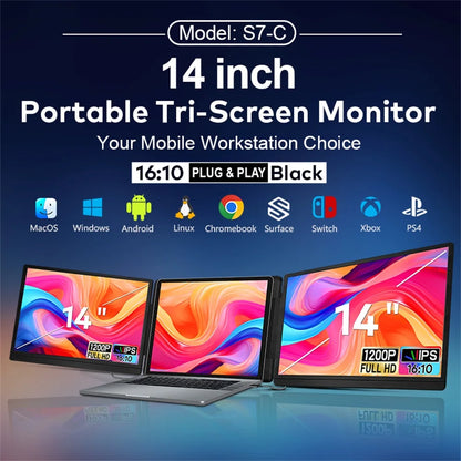 Portable Gaming Monitor - 16 Inch IPS Panel LCD Display With Swivel Bracket