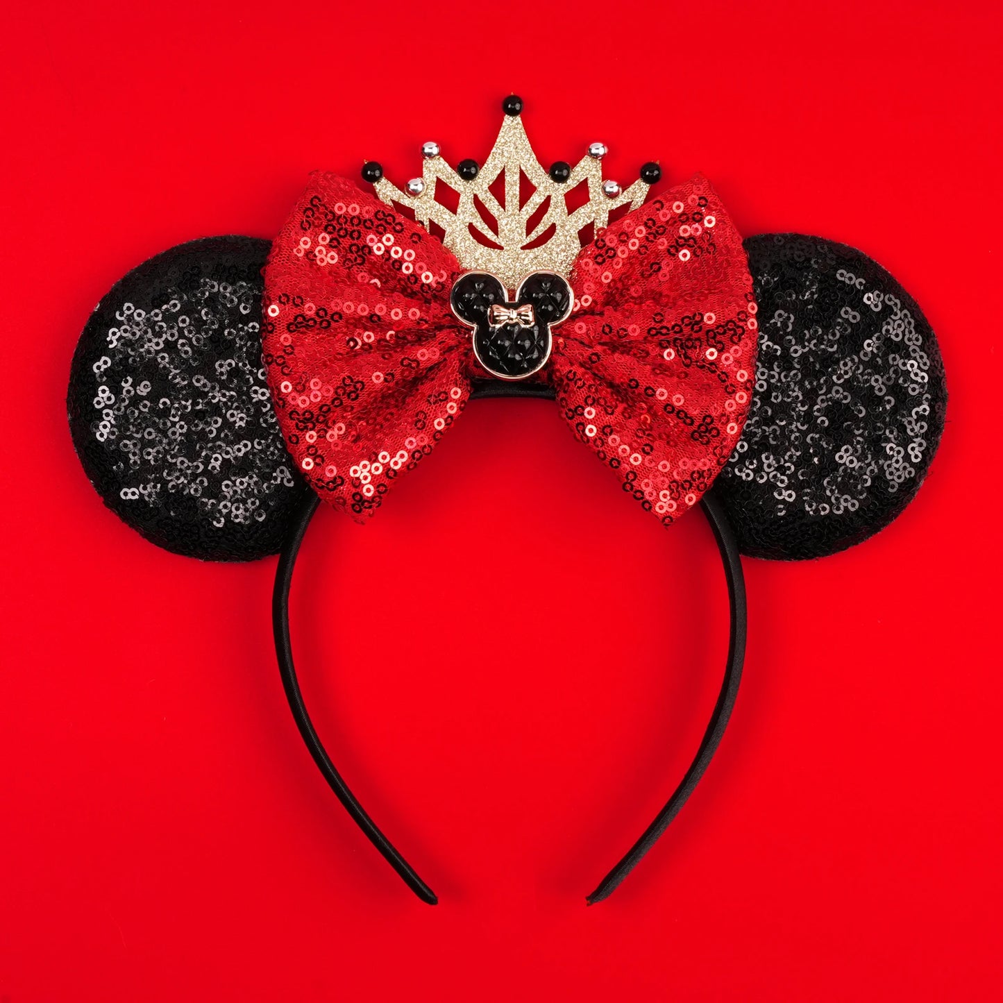Mickey Mouse Ears Headband - Sequin Hair Bow for Halloween Festival and Cosplay