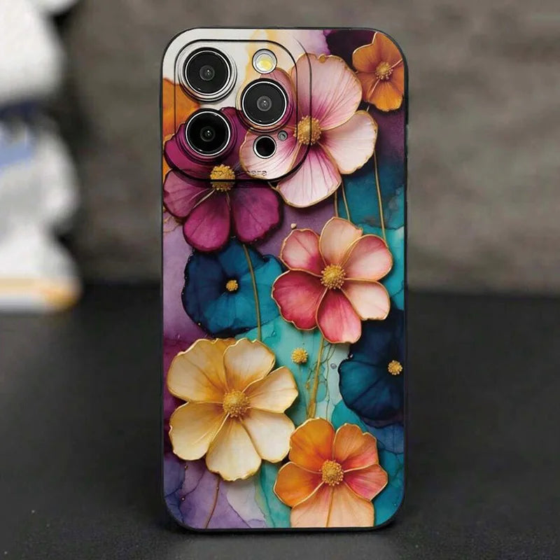 Vintage Floral Pattern Phone Case For Samsung Galaxy S26 S25 Ultra S24 FE S23 Plus S22 S21 A56 A36 A15 A55 A35 A54 A34 A53Cover