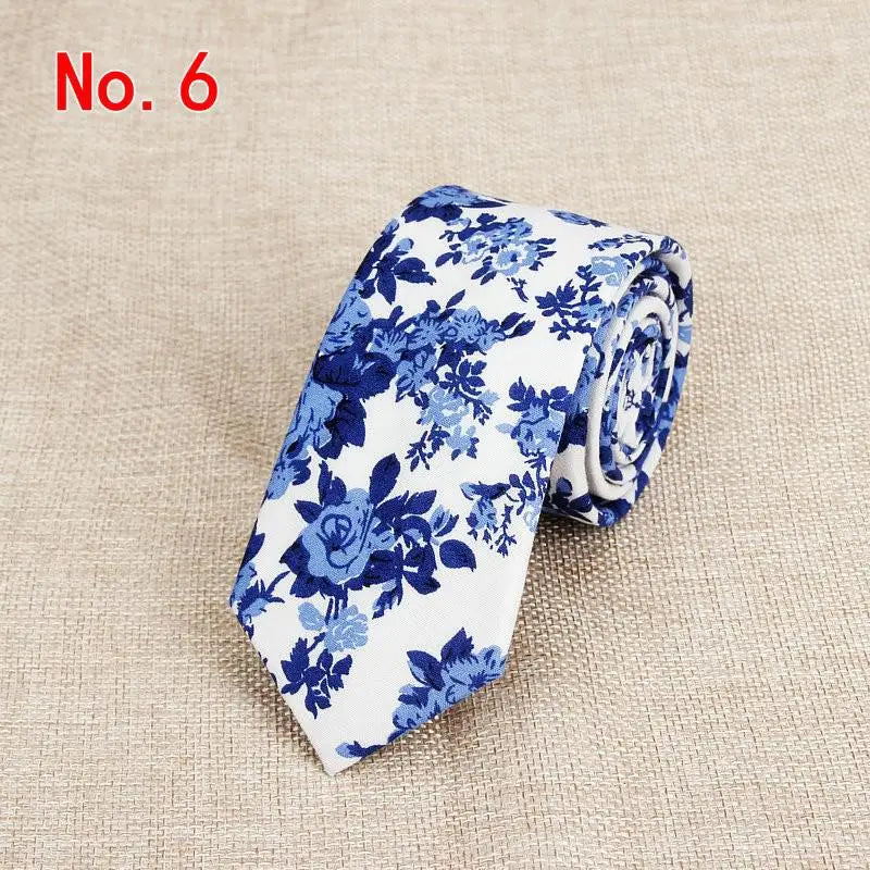 Handmade Floral Tie - Classic Mens Narrow Cotton Necktie for Weddings  Casual Wear