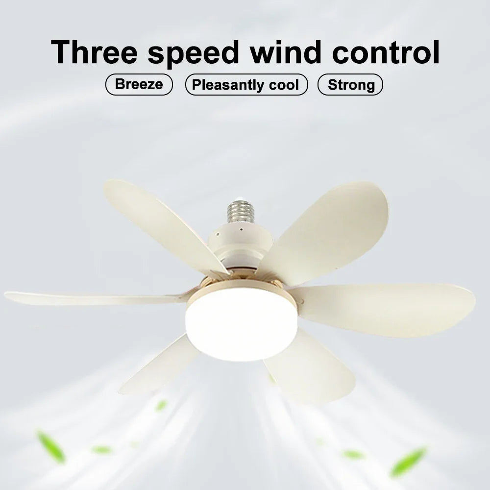 E27 Base 40W LED Ceiling Fan Light 3 Adjustable Lighting Modes Remote Control High Wind Power Electric Fan Light for Living Room