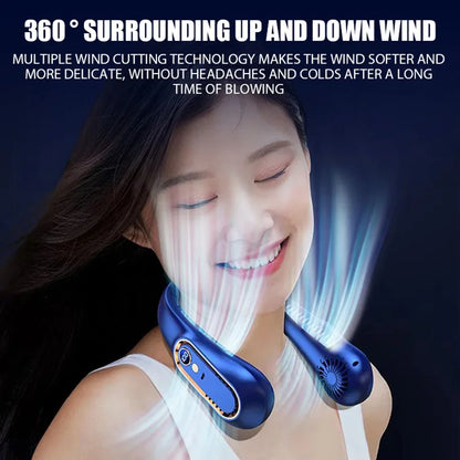 2025 New Best Sellers Wearable Neck Fan Portable Air Conditioner Bladeless Neck Fan Air Cooler 5 Gears and LED Display Screen