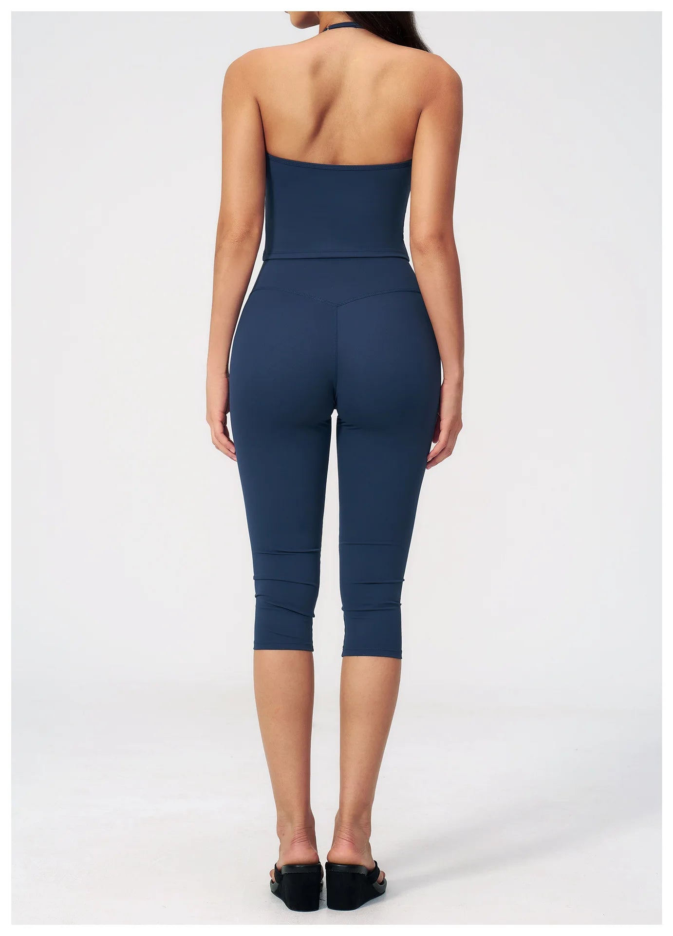 Women 2 Piece Yoga Set High Waist Capri Leggings Sports Bra Crop Top Workout Gym Athletic Outfits Female Fitness Activewear Suit
