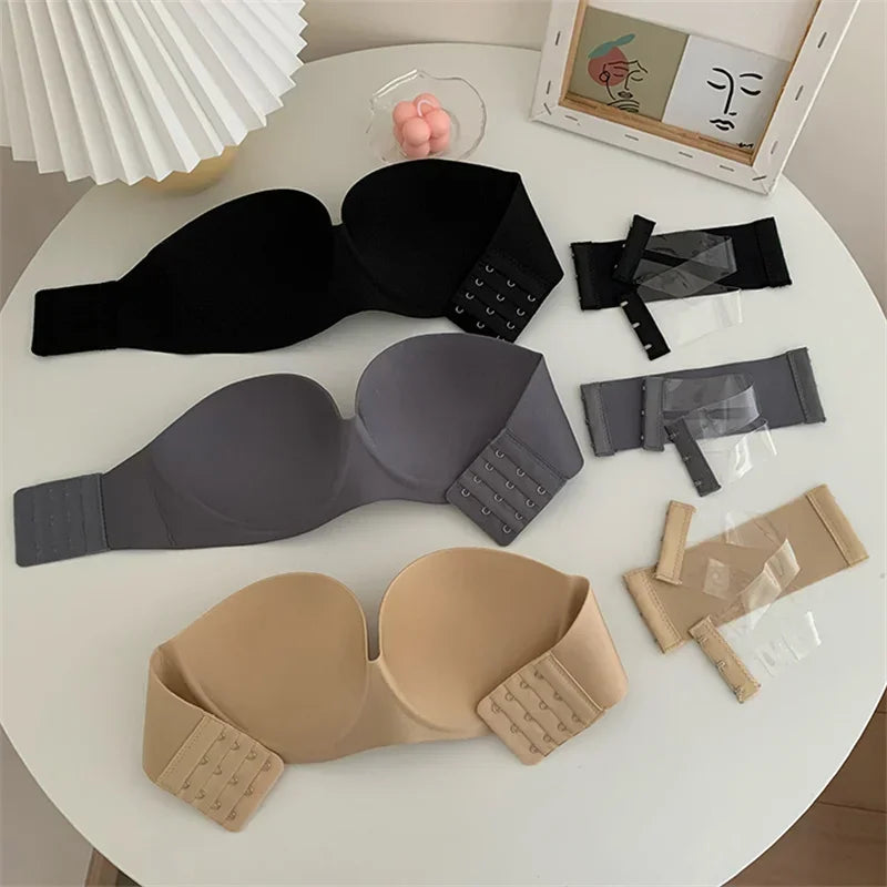Women Sexy Strapless Bra Push Up Padded Bras Female Underwear Seamless Invisible Bralette Without Straps Ladies Lingerie Bras