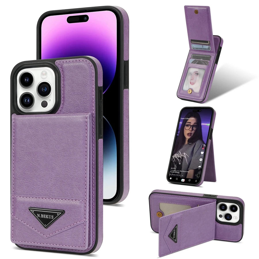 Wallet Magnetic Flip Sidestick Hardware Anti-theft Brush Leather Case For iPhone 17 Air 16e 16 Pro Max 15 Plus 14 13 12 11 XR