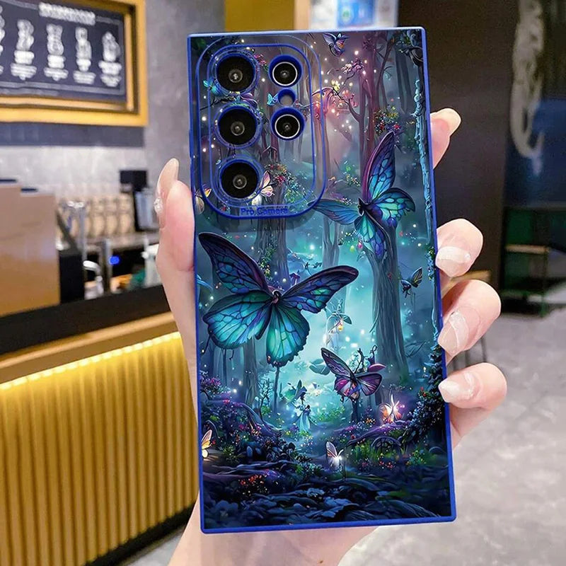 Glow In The Dark Butterfly Phone Case For Samsung Galaxy A06 A16 A55 A54 5G A53 A14 A34 A15 A35 S21 FE S25 S22 S23 S24 S26 Ultra