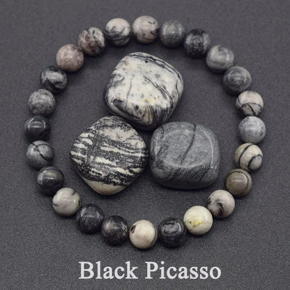 Original Reiki Blue Apatite Beads Bracelet Men Women Natural Lapis Lazuli Amethyst Yellow Tiger Eye Stone Beads Bracelet Jewelry