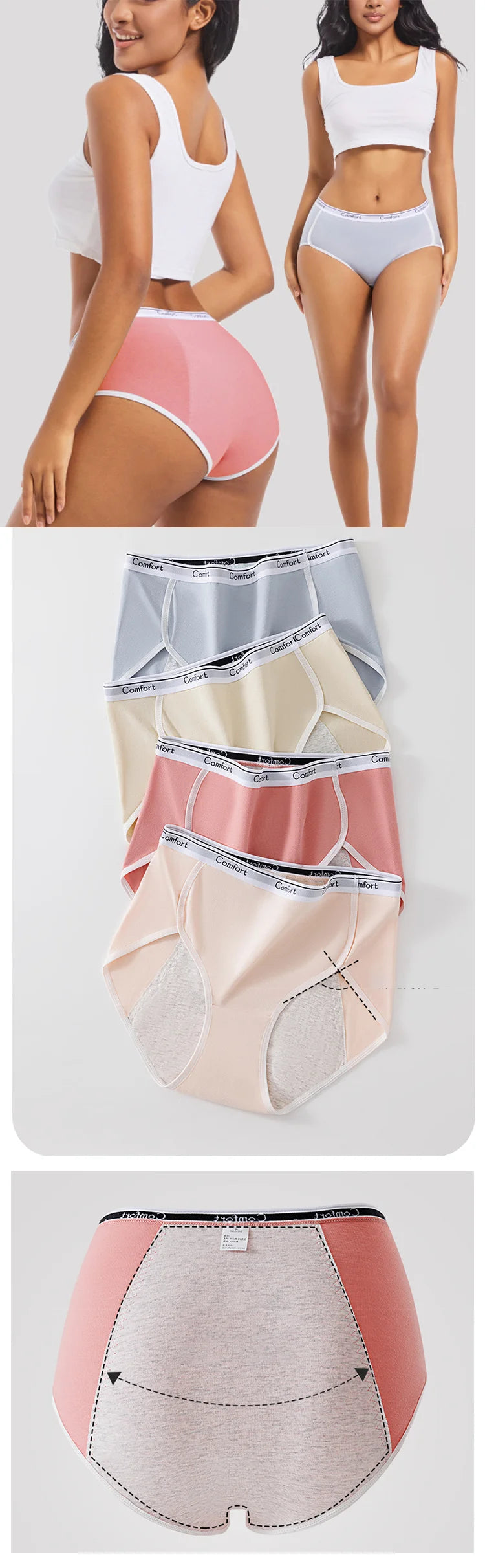 1pcs Girl Menstrual Panties Women's Physiological Briefs Ladies Period Leak Proof Panty High Waist Cotton Underwear